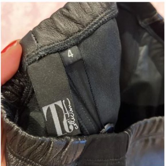 *NWT* 100% Lambskin Leather High-Waist Panel Leggings - Picture 9 of 15